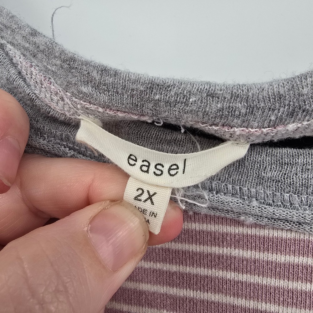 Striped Pink Patchwork Women’s Top - Picture 6 of 9